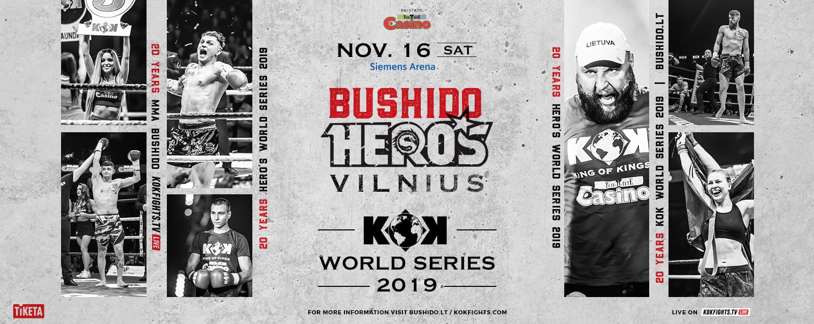 KOK’80 WORLD SERIES 2019 & MMA BUSHIDO HERO’S 16.11.2019 event poster